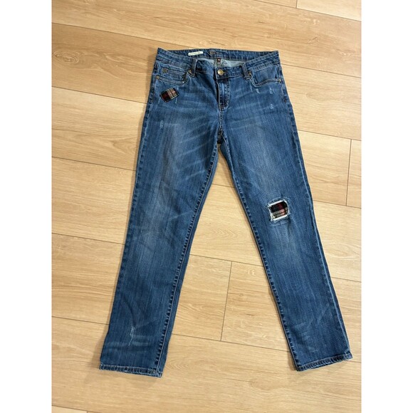 KUT from the Kloth Catherine Boyfriend Jeans Womens Size 10 Patched Distressed - Picture 1 of 8